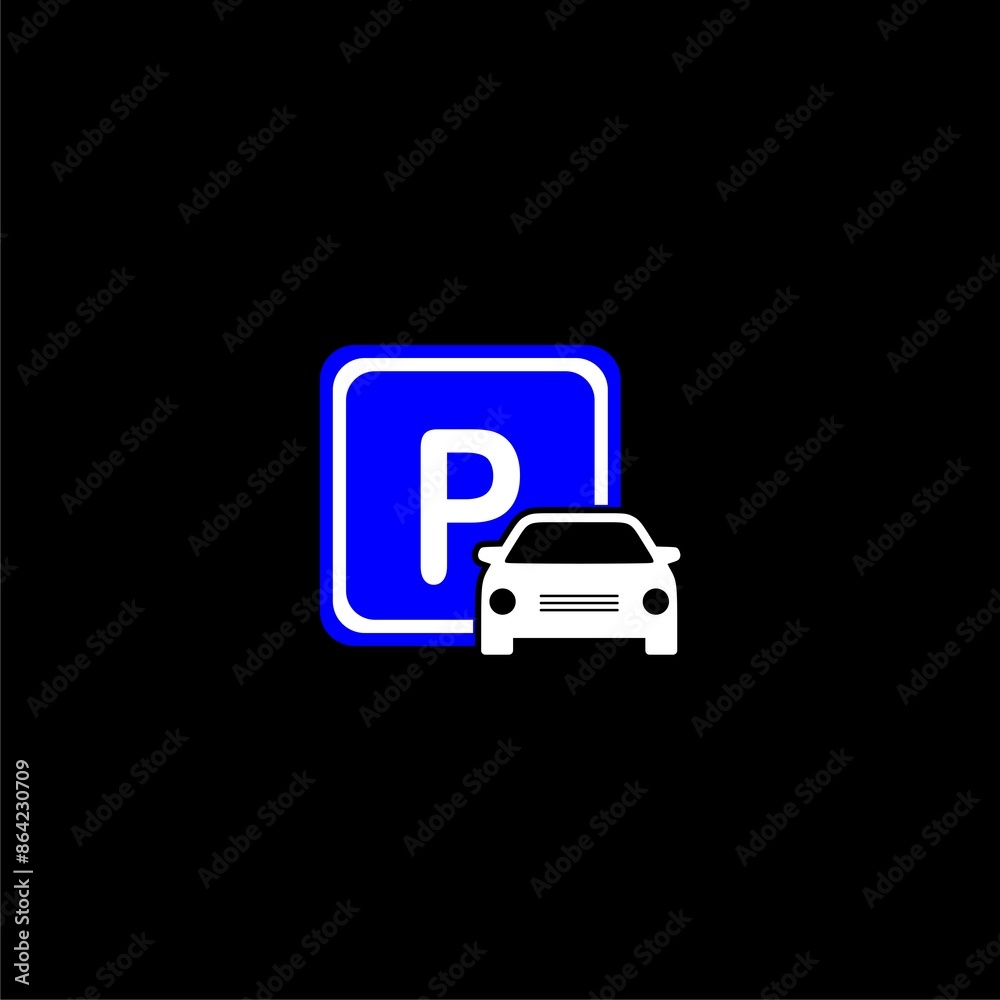 Parking symbol. Parking icon illustration isolated on black background Parking symbol. Parking icon illustration isolated on black background