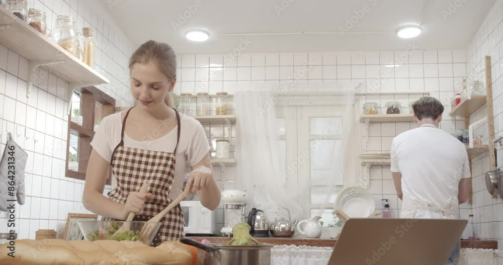 Couple preparing ingredients for cooking food at home 