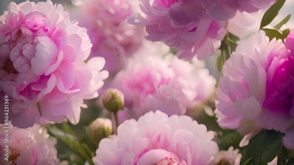 Pink Peonies Blooming in the Garden Generative AI Pink Peonies Blooming in the Garden Generative AI