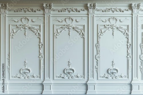 Palace Background. Classic Interior Wall with Copy Space Molding and Ornament Carving