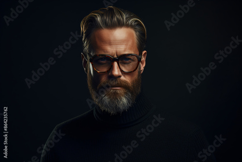 a man with a beard and glasses photo