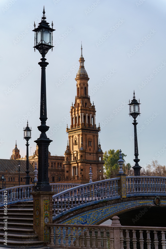 Naklejka premium Torre Sur (south tower) at Plaza de Espana in Seville, Spain.