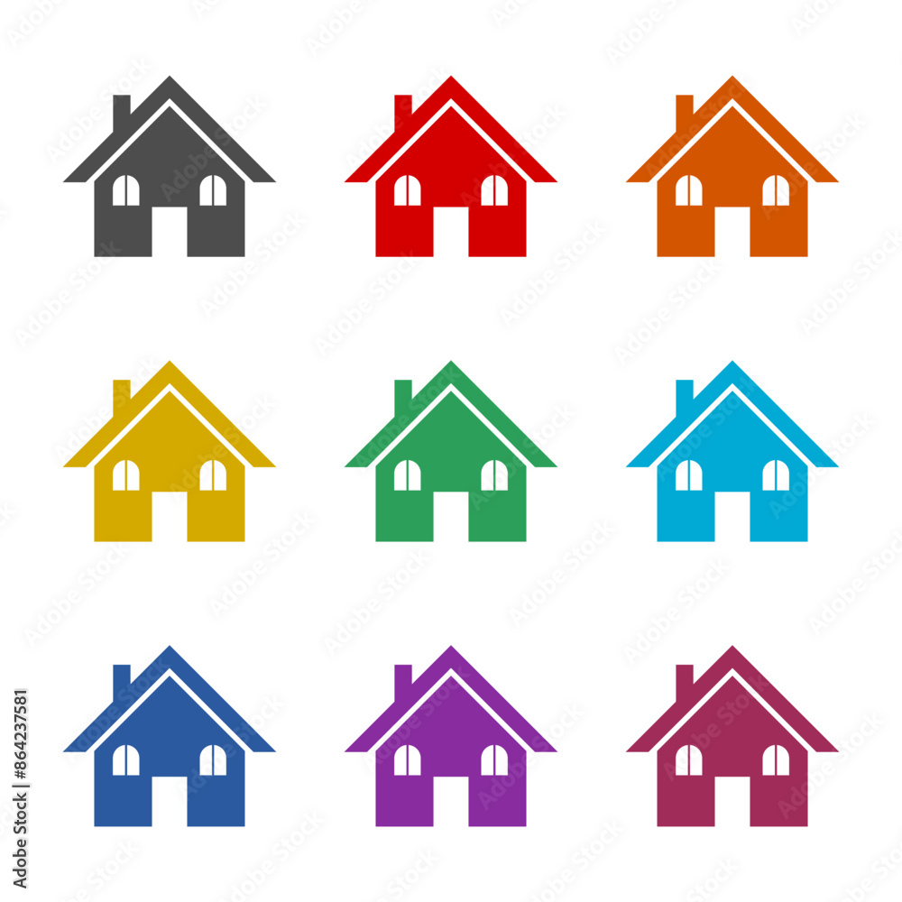 House home sign icon isolated on white background. Set icons colorful House home sign icon isolated on white background. Set icons colorful