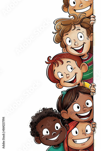 Joyful Group of Diverse Children Smiling Together: Redefining Their Friendship photo