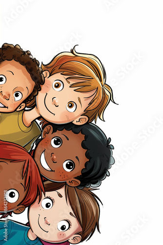 Joyful Group of Diverse Children Smiling Together: Redefining Their Friendship photo