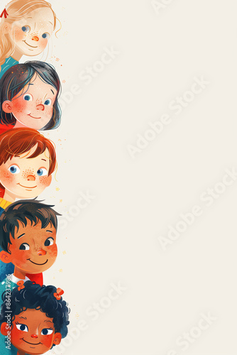 Joyful Group of Diverse Children Smiling Together: Redefining Their Friendship photo