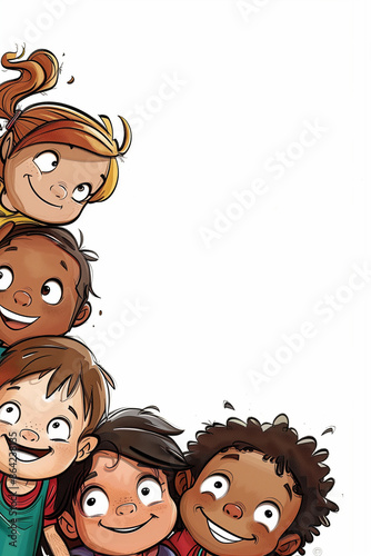 Joyful Group of Diverse Children Smiling Together: Redefining Their Friendship photo