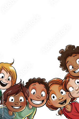 Joyful Group of Diverse Children Smiling Together: Redefining Their Friendship photo