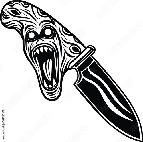 Sword with blood in cartoon style for tattoo design