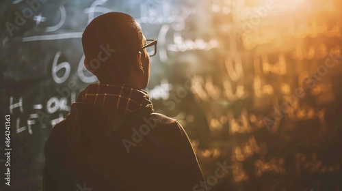 Mathematician Solving Cryptographic Equations on Chalkboard