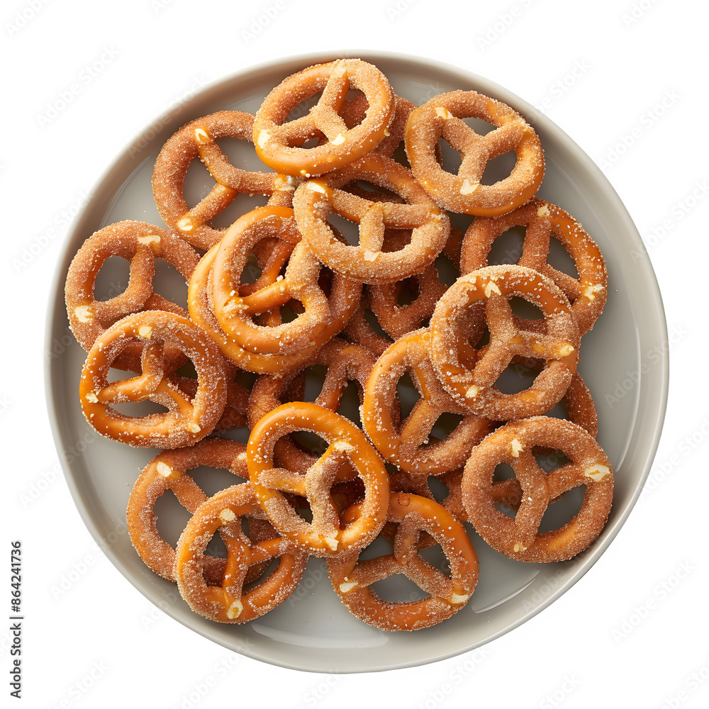 Plate of pretzels on transparent background Plate of pretzels on transparent background