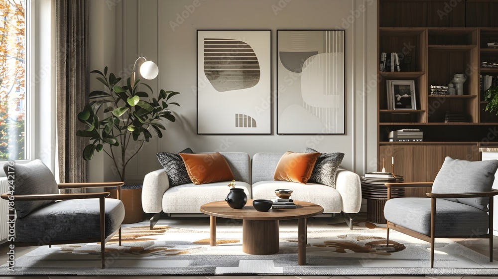 Cozy and Elegant Mid-Century Inspired Living Room with Vintage Charm Cozy and Elegant Mid-Century Inspired Living Room with Vintage Charm