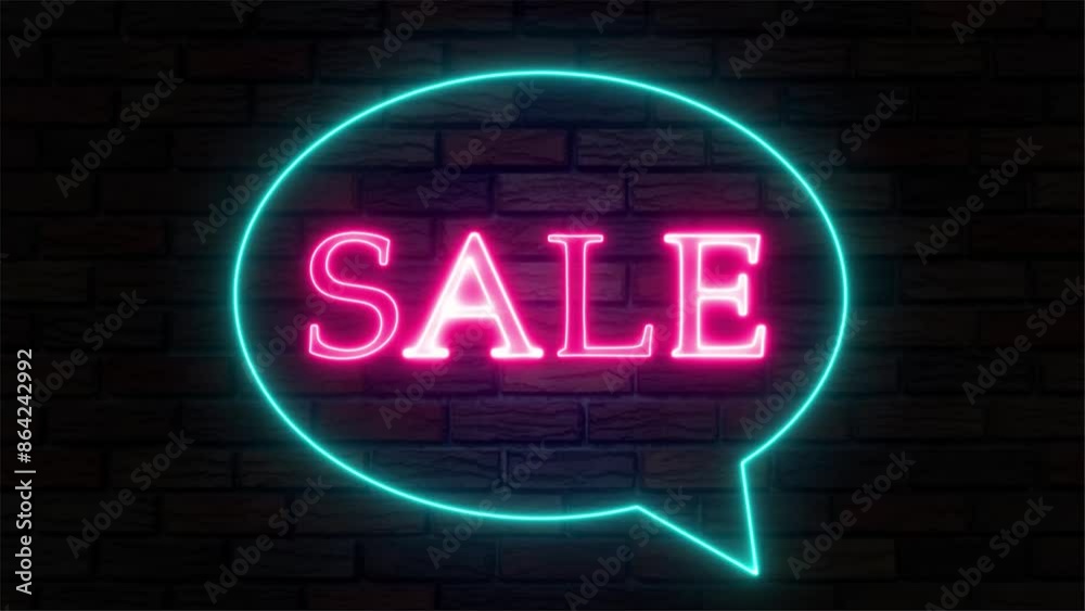 Luminous neon text Sale , with the wall in the background Luminous neon text Sale , with the wall in the background