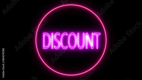 Animated Neon Discount Text on black background