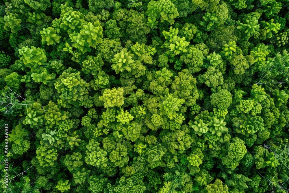 Top view of a young green forest in spring or summer Top view of a young green forest in spring or summer