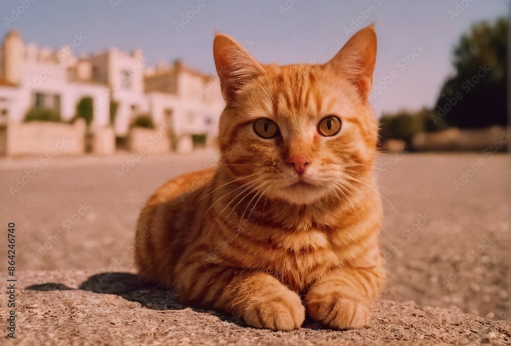 Reddish ginger cat in modern analog photography style Reddish ginger cat in modern analog photography style