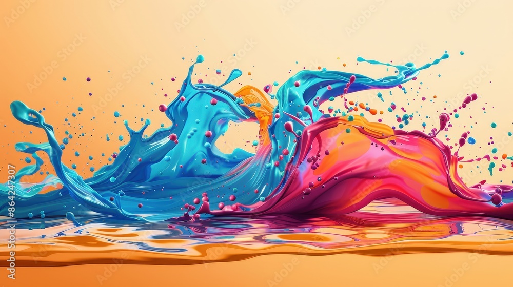 Dynamic abstract image of vibrant blue and pink paint splashes in motion, creating a colorful and energetic visual on a light background. Dynamic abstract image of vibrant blue and pink paint splashes in motion, creating a colorful and energetic visual on a light background.