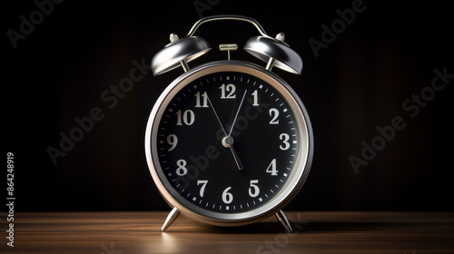 Alarm Clock on Wooden Table