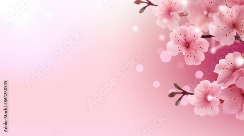 Delicate Pink Cherry Blossoms with a Soft Pink Background