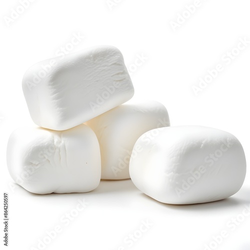 White marshmallows on a white surface background