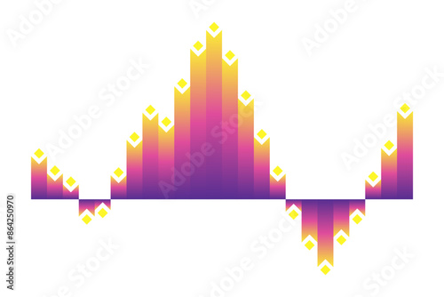 Color sound wave. Audio digital equalizer technology, musical pulse vector Illustration. Voice line waveform or volume level symbol. Curve radio wave