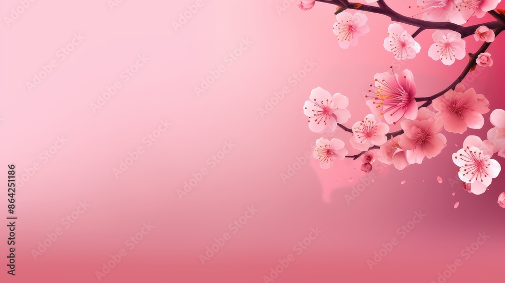 Fototapeta premium Pink Cherry Blossom Branch with Soft Background