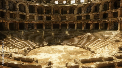 Ancient Greek stadium with columns and arches capturing the essence of ancient Greece, banner