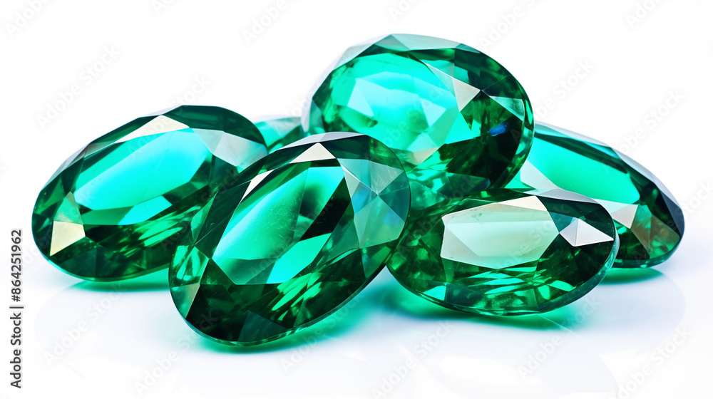Fototapeta premium Photos of Beautiful Emerald isolated on white background.