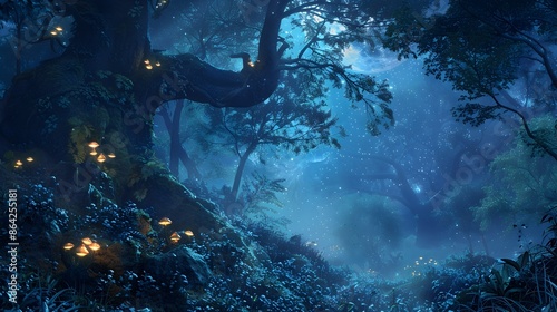 Wallpaper Mural Mystical Forest Bathed in Ethereal Moonlight and Glowing Fungi Torontodigital.ca