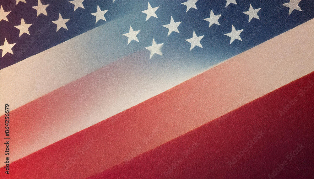 Fototapeta premium usa flag, abstract gradient patriotic grainy blurred background banner for independence day celebration election presidential day vote, red blue white summer wallpaper texture 4th of july