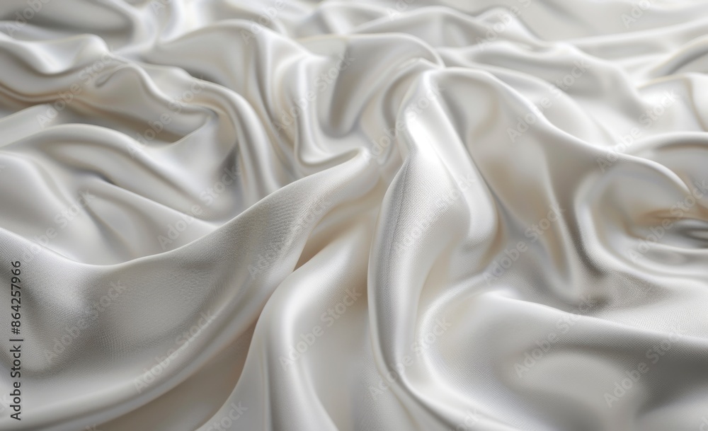 Fototapeta premium Fabric textile Background. White color. 3D render of white silk fabric with waves