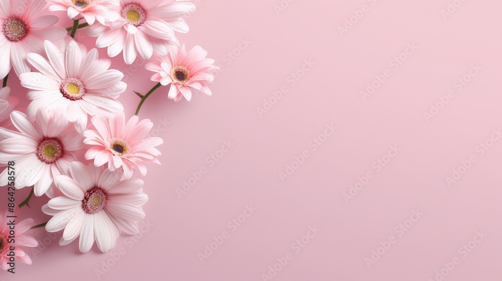 Pink Gerbera Daisies on a Pale Pink Background Pink Gerbera Daisies on a Pale Pink Background