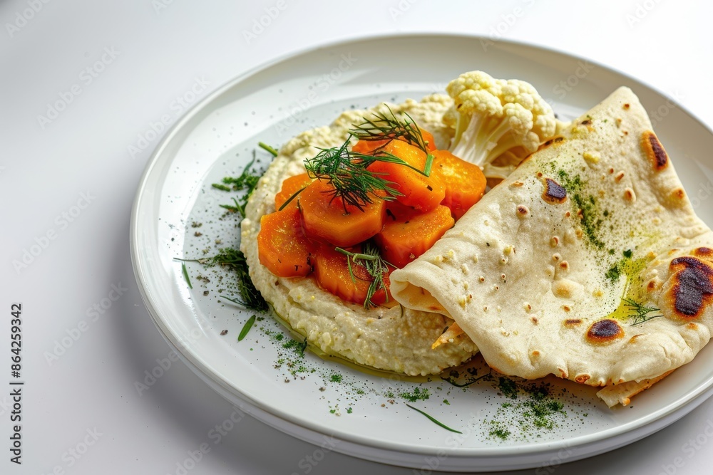 Delicious Cauliflower Trio: Hummus, Pickles, Flatbread Delicious Cauliflower Trio: Hummus, Pickles, Flatbread
