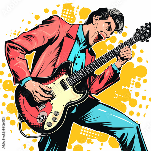 Rock guitarist. Pop art retro vector illustration vintage kitsch 50s style