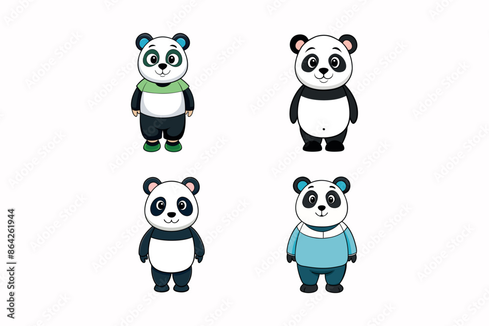 Panda cartoon style vector illustration.
Panda cartoon style vector illustration.