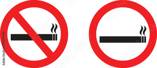 No smoking and smoking zone vector signs set isolated on white background