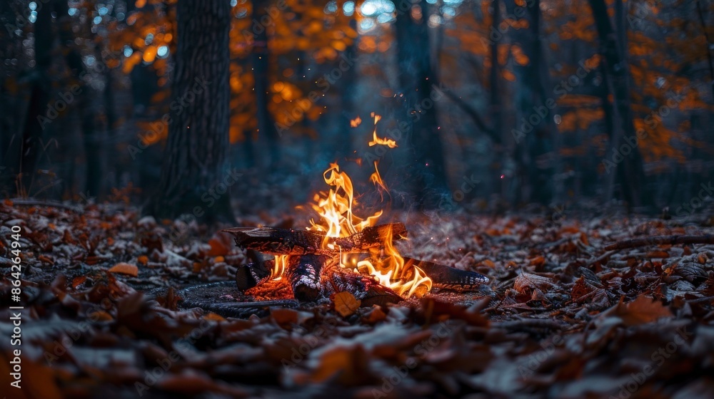 wood bonfire in a forest in autumn wood bonfire in a forest in autumn