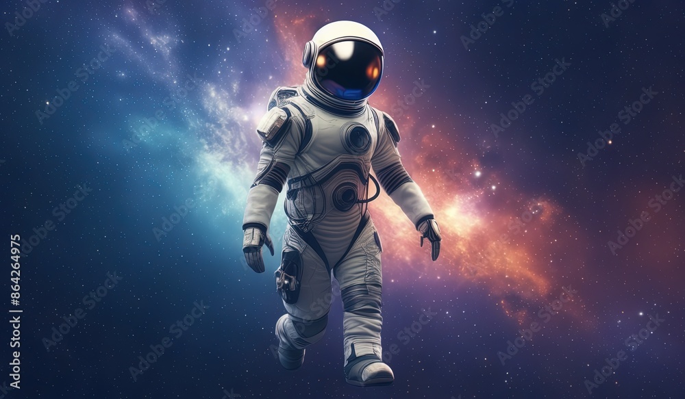 Fototapeta premium astronaut in space full body with background galaxy space