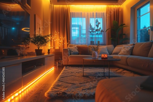 Sleek and Stylish Modern Living Room with LED Strip Lights   © Kristian