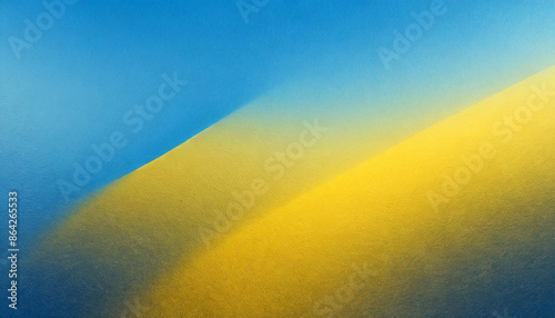 Ukraine flag, abstract gradient patriotic grainy blurred texture banner, background with copy space, yellow blue, independence, peace