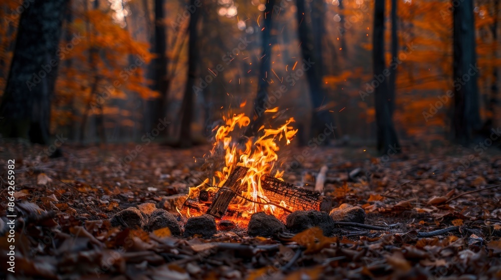 wood bonfire in a forest in autumn wood bonfire in a forest in autumn