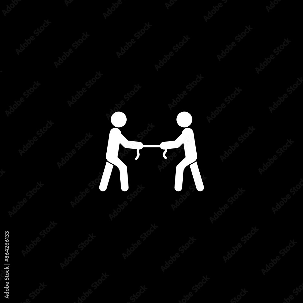 Tug of war competition sign isolated on black background Tug of war competition sign isolated on black background