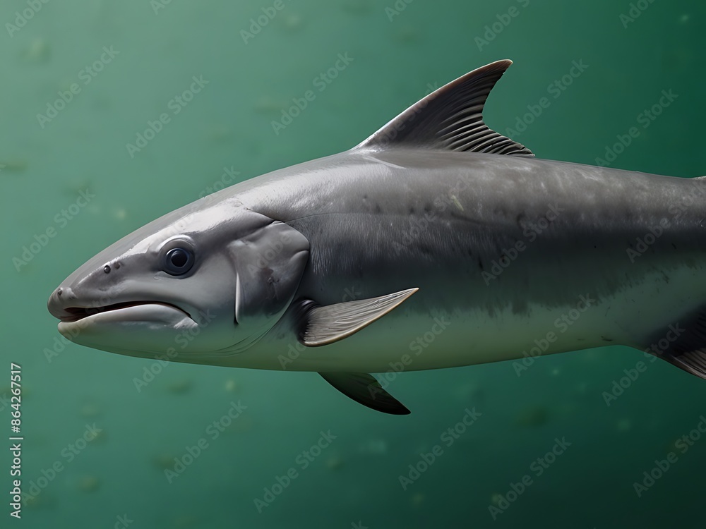 Fototapeta premium Vaquita fish on light green screen. 