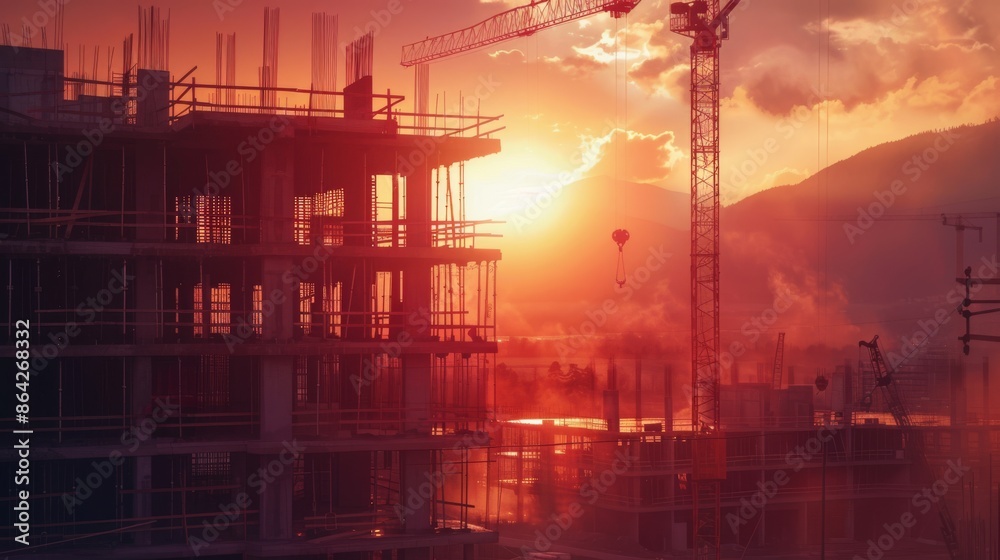 Obraz premium Construction Site at Sunset