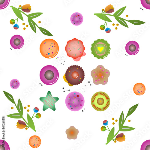 Seamless pattern of yellow flower on white background, Bright tropical flowers. Botanical painting, illustrations yellow flower branch