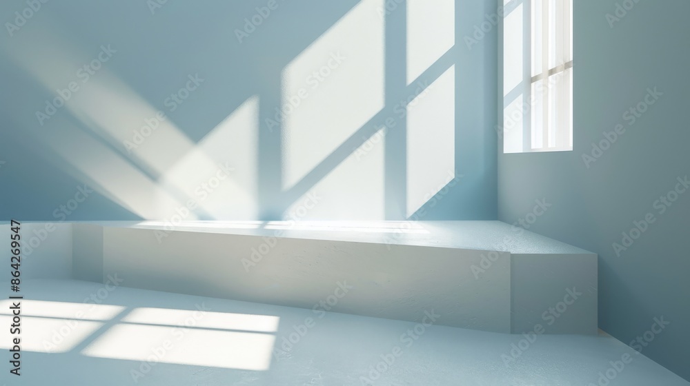 A white room with light coming through the window with copy space A white room with light coming through the window with copy space