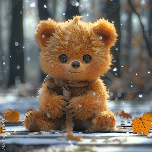 a cute 3d adorable baby bear generative ai