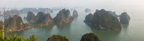 View over misty Ha Long Bay, Vietnam photo