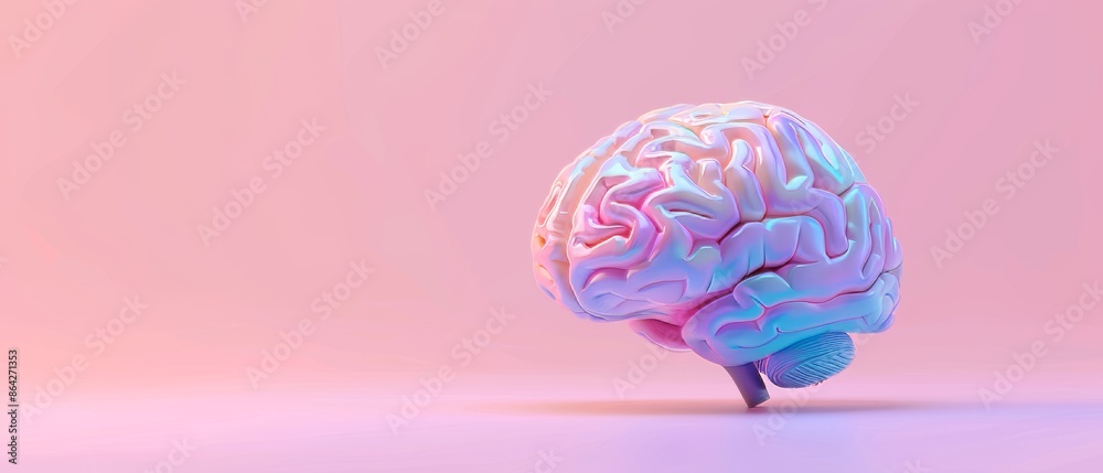 3D Colorful Brain with Copy Space Background 3D Colorful Brain with Copy Space Background
