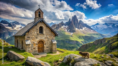 Majestic chapel nestled in the Alps surrounded by marmots, Alps, mountain, chapel, marmot, wildlife, nature